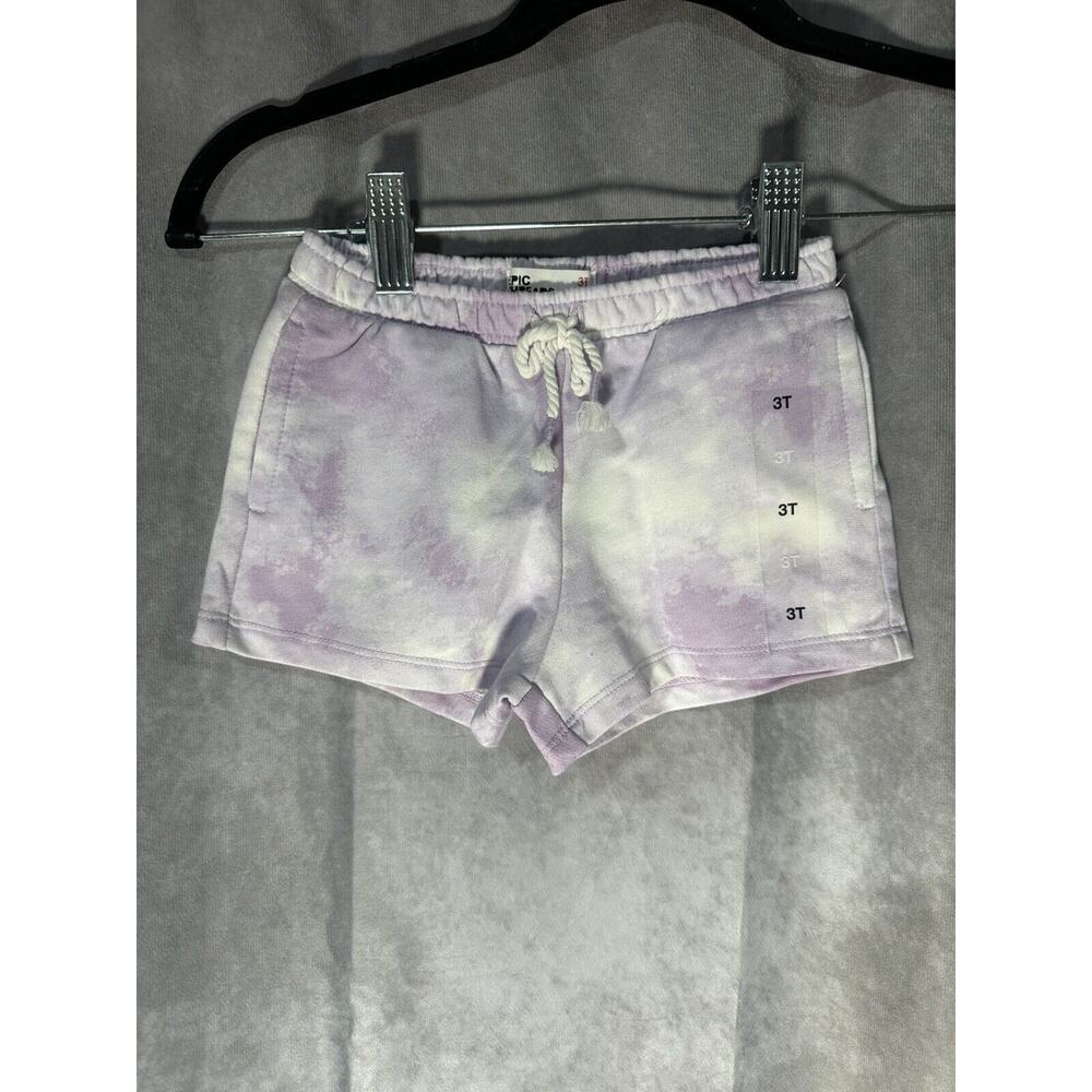 Epic Threads Tie-Dye Knit Shorts Orchid Bloom Drawstring Waist Girls Size 3T